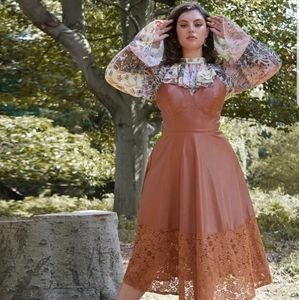 SHEIN Lace Hem Faux Leather Slip Dress